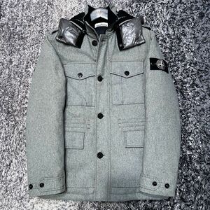 【美品】STONE ISLAND M-65 ウール ダウン S グレー ブルゾン ICE JACKET WOOL BLEND