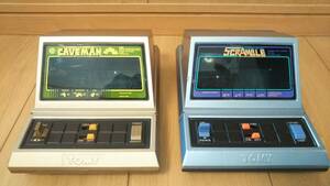 大特価！'80年代？昭和レトロゲーム/TOMY/トミー LSIゲーム機 ケイブマン(原始人)、スクランブル ２台セット ACアダプター付き/作動確認済