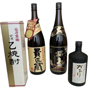 【1円スタート！】焼酎 4本セット おまとめ お酒 貴匠蔵 越乃寒梅 乙焼酎 桜島 かおり 古酒 1800ml 720ml