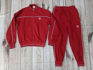 4．80s 西ドイツ製adidas デサント製アディダス　トラックジャケットパンツ　ジャージ上下　サイズ3号　赤白ネイビーy302