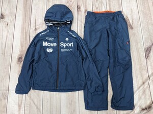 11．2点 デサント MOVE SPORTS ナイロンジャージブルゾン パンツ トレーニングウェア上下セット メンズL　深藍色系 青碧色系 シルバー y308