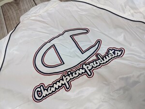 6．Champion チャンピオン 裏ボア/起毛 両面デカロゴ 防寒 ベンチコート メンズM 白ネイビー赤z512