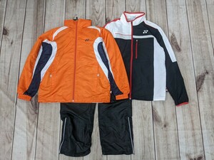 5．3点 YONEX HEAT CAPSULE ナイロンブルゾンジャケットジャンパー パンツ トレーニングウェア上下 メンズS.M×2 オレンジ黒白y607