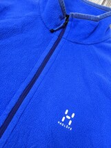 18．HAGLOFS POLARTEC ポーラテック ワンポイントロゴ サイドストレッチ素材切替 フリースブルゾンジャケット　メンズL青 青紫系x611_画像8