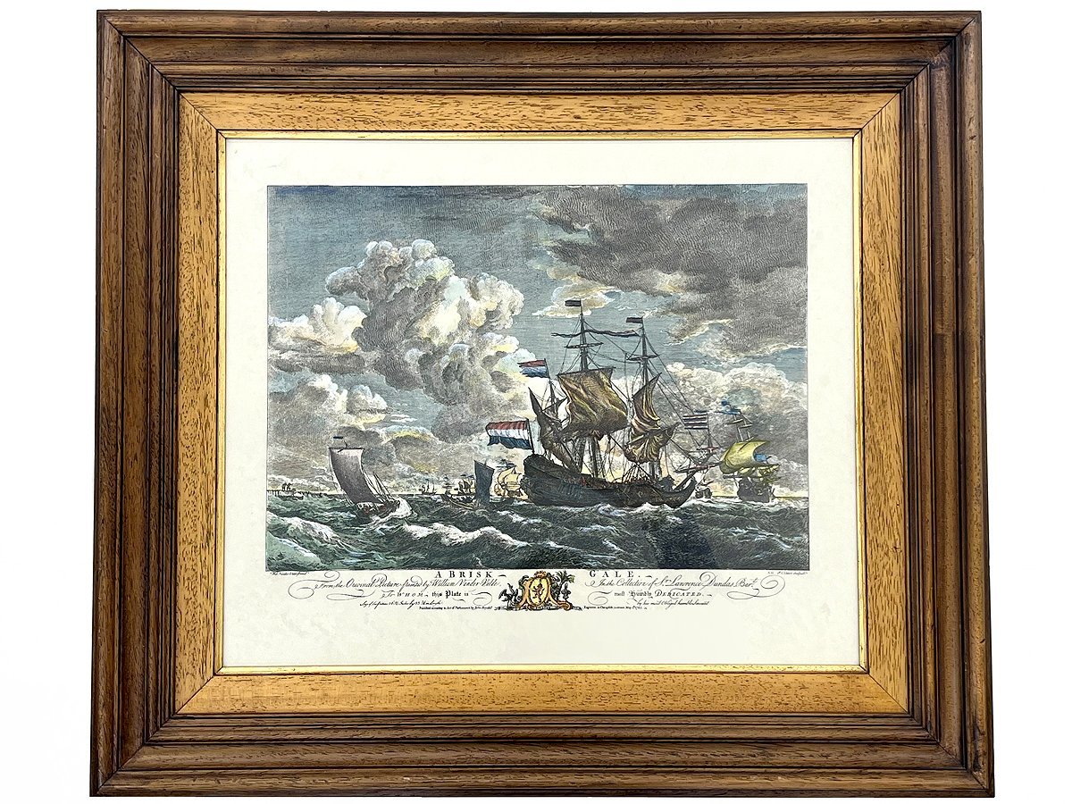 Willem van de Velde II Litografía A Brisk Gale Pintura Marina Barco Impresión Pintura Obra Artística Original Enmarcada, Obra de arte, Huellas dactilares, Litografía, Litografía