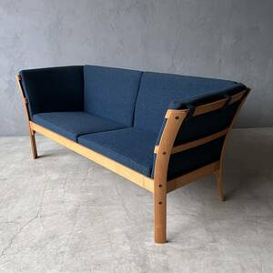  rare Northern Europe Vintage Thyregod Traeindustri pra i wood 2 seater . sofa / Tendo Mokko blue no mat somp Roo vearuvaa Alto 