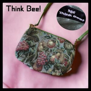 【美品】シンクビー Think Bee! ジャガード ショルダーバッグ レトロ