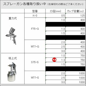 吸上式 エアースプレーガン 口径1.3mm カップ容量750cc [F75S]/21の画像9