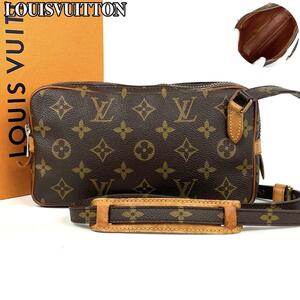 【美品】LOUIS VUITTON ルイヴィトン ショルダーバッグ マルリーバンドリエール モノグラム LV ロゴ金具 男女兼用 ポシェット PVC レザー