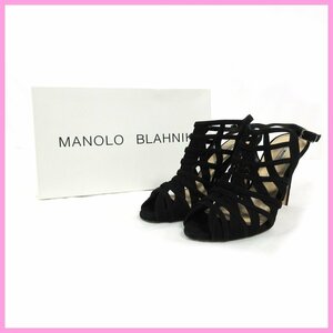 ▼△Manolo Blahnik(マノロブラニク)◆レディース◆グラディエーターサンダル◆ブラック×スウェード◆サイズ36◆美品◆