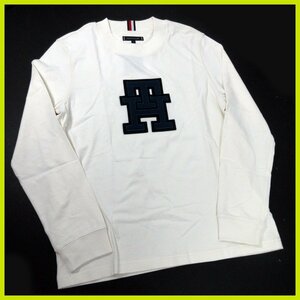 ≡★【未使用】 TOMMY HILFIGER (トミーヒルフィガー) モノグラムアップリケロングスリーブTシャツ Mサイズ♪ホワイト♪綿100%