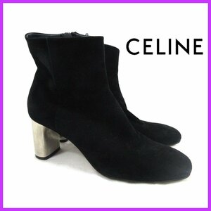 ≡★CELINE☆セリーヌ☆ショートブーツ☆スウェード☆ブラック☆サイズ36.5☆メタリックヒール