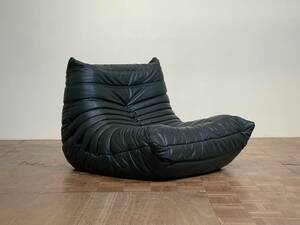 -sr03106a｜ligne roset ROEST TOGO レザーシングルラウンジソファ ブラックグリーン｜総本革 Michel Ducaroy リーンロゼ トーゴ 名作