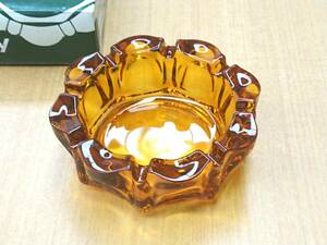 ◆昭和レトロ◆東洋ガラス 灰皿 ローラー（小：110mm P-05533-CA）アンバー 昭和レトロ 日本製 TOYO GLASS Ashtray Roller 当時物①