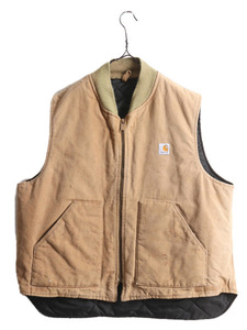 80s USA製 カーハート 中綿 ダック ベスト メンズ XXL / 80年代 ヴィンテージ CARHARTT 中綿 キルティング ライナー フルジップ 重ね着 茶