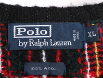 90s ポロ ラルフローレン チェック ニット セーター メンズ XL / 古着 POLO 90年代 オールド ウール ミドルゲージ ポニーなし クルーネック_画像4