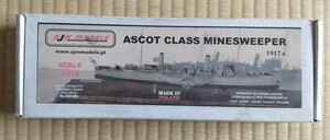 【新品】AJM Models 1/350 イギリス海軍 アスコット型 (Ascot class) 掃海艇 外輪蒸し器 1917年再現 レジン、エッチングパーツ、木製の甲板