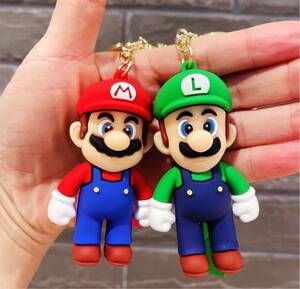 マリオ ルイージキーホルダー&2個セット&キーリングキーホルダー アクセサリー