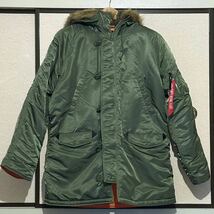 試着のみ アルファインダストリーズ N-3B フライトジャケット ALPHA INDUSTRIES セージグリーン ミリタリー スリムフィット_画像1