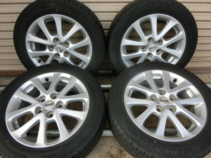 ★ 日産純正アルミ ★ 205/55R16 ★ DUNLOP EC204 ★ 4本セット!!　約7.5分山　16X6.5JJ 、PCD：114.3-5H、OFFSET：+52.5