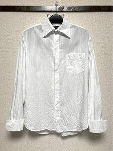 COMME CA ISM コムサイズム シャツ M ダブルカフス ストライプ 白 ホワイト White COMME A ISM