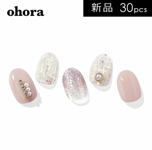 新品未使用 ohora オホーラ ジェルネイルシール N Perle de coco ／ ピンク パール ツイード np-162