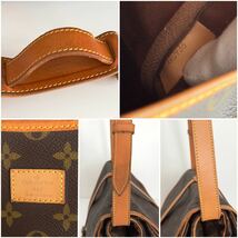 1円〜★LOUIS VUITTON ルイヴィトン ソミュール 35 ショルダーバッグ モノグラム 斜め掛け m42254 メッセンジャー フラップ レザー 茶色_画像10