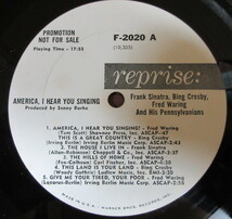 即決 7999円 LP 白ラベル プロモ USオリジ America, I Hear You Singing / Frank Sinatra Bing Crosby モノラル F-2020_画像2