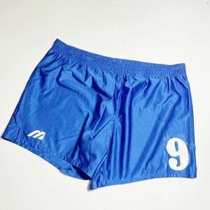 ミズノ MIZUNO 青 ブルー 90年代 サッカー トレーニング用 光沢サカパン サッカーパンツ Oサイズ