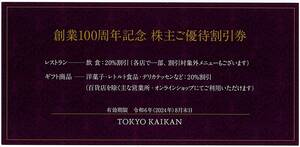 「東京會舘 株主優待」 創業100周年記念 株主優待割引券【1枚】 / 有効期限2024年8月31日