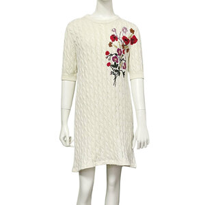 GUCCI Gucci knitted One-piece Lovelightembro Ida Lee cotton dress floral XS white 712815-XKCKP