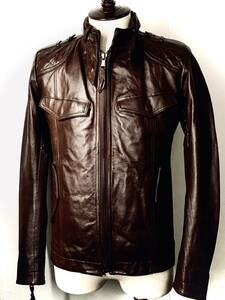 美品 正規品 UNITED ARROWS ユナイテッドアローズ purele leathers （山羊革）ゴートスキンラムレザー シングルライダース ジャケット M