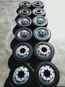 送料無料　スタッドレス　245/70R19.5　DUNLOP　SP001　12～15mm　4軸低床　アルコア　ISO　19.5×6.75　8穴　12本セット