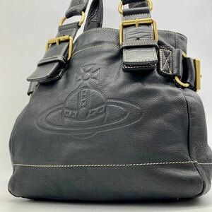 1円●高級品●Vivienne Westwood ヴィヴィアンウエストウッド アコード 型押しオーブ トートバッグ ハンドバッグ レザー 黒 レディース