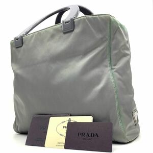 1円●希少●PRADA プラダ プラスチックハンドル プラハンドル スクエア型 トートバッグ ハンドバッグ テスートナイロン ポコノ レディース