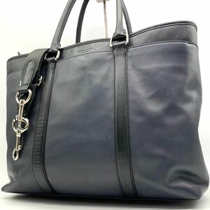 1円●高級品/定価10万●COACH コーチ メトロポリタン 2way トートバッグ ビジネスバッグ ショルダーバッグ A4 シボ革 カーフレザー メンズ