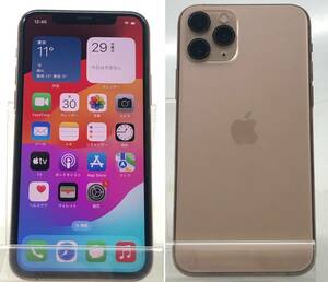 【7760】[1円~] Apple iPhone11Pro MWC92J/A A2215 ゴールド 256GB 利用制限○ SIMロック有 バッテリー最大73% 簡易動作確認済 ジャンク品