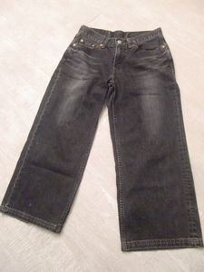 送料無料 90’s～00's Levi's W309 先染め ブラック デニム パンツ W76cm ワイド クロップド リーバイス 90年代 ジーンズ ンテージ 黒 BLK