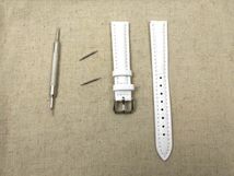 時計交換ベルト クロコ型押し 本革レザー バネ棒 工具付き 16mm ホワイト_画像1