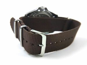  nylon made military strap nato type cloth belt wristwatch Brown 22mm