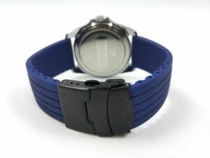 シリコンラバーストラップ 交換用腕時計ベルト Dバックル ネイビーXブラック 22mm