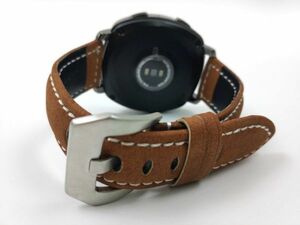 ミリタリー腕時計ベルト 本革レザー ウォッチバンド ステンレスバックル バネ棒付属 18mm ブラウン