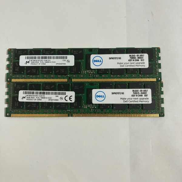 DDR3L ECC Registered 16GB 2枚 32GB PC3L-10600R DELL reg ②