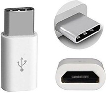 白 2個セット Micro USB → Type C 端子 変換 アダプター 充電 コネクター Android Xperia スマホ アンドロイド エクスペリア 下駄_画像2