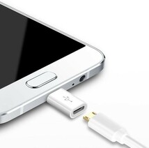 白 2個セット Micro USB → Type C 端子 変換 アダプター 充電 コネクター Android Xperia スマホ アンドロイド エクスペリア 下駄_画像3