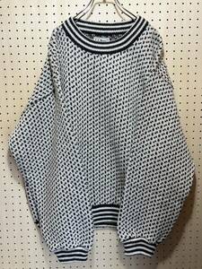 【XL】90s L.L.bean birdseye knit sweater white 90年代 エルエルビーン バーズアイ ニット セーター ノルウェー製 ホワイト F247