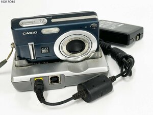 ★シャッターOK◎ CASIO カシオ EXILIM エクシリム EX-Z55 ブルー コンパクト デジタルカメラ CA-24 USBクレードル付 15317O15-12