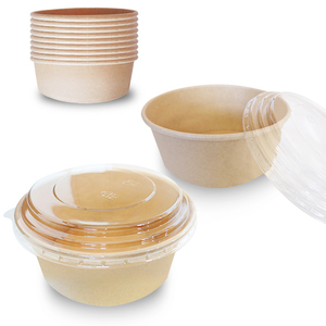  Take out for salad transparent cover attaching 750ml paper made food container round 10 piece,50 piece,100 piece,300 piece / cover attaching salad bowl keep .. container 