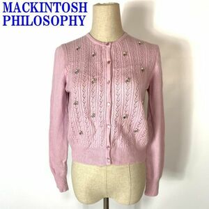 マッキントッシュフィロソフィー カーディガン ウール ピンク MACKINTOSH PHILOSOPHY カシミヤ アンゴラ クルーネック 38 C8238