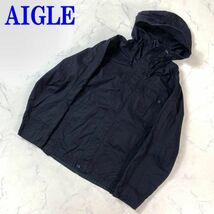 エーグル ジャンパー ジャケット 綿 コットン フード付き 紺 AIGLE ネイビー 小さいサイズ XS C8330_画像1